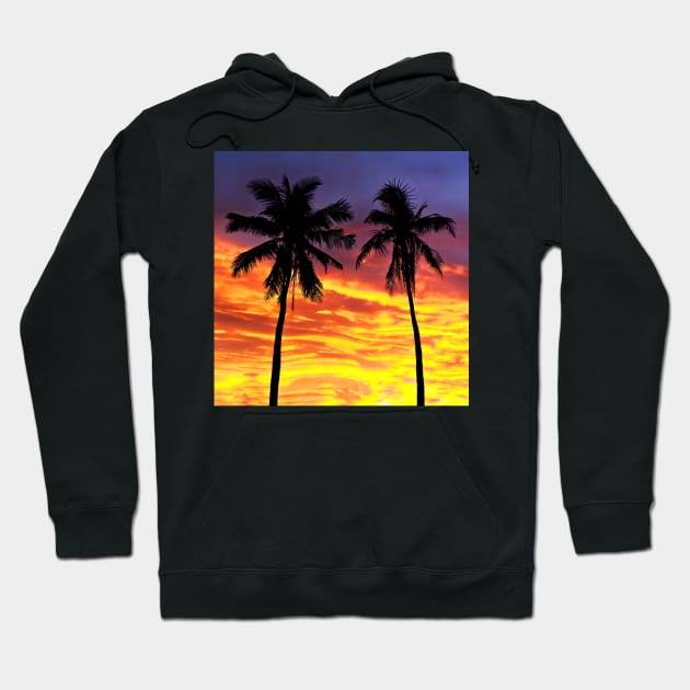 Sunset Palm Trees Hoodie by KathyG'sArt